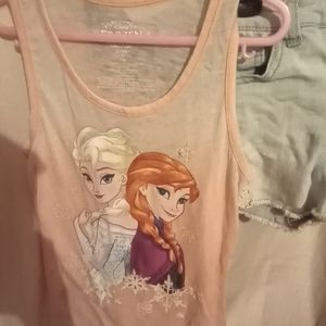 Frozen tank top jean shorts